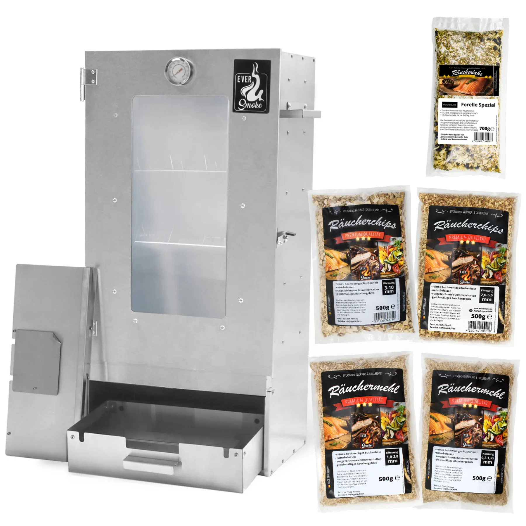 Eversmoke Räucherofen Excellent II Medium Start Sichtfenster & Thermometer - 44x28x80,5cm