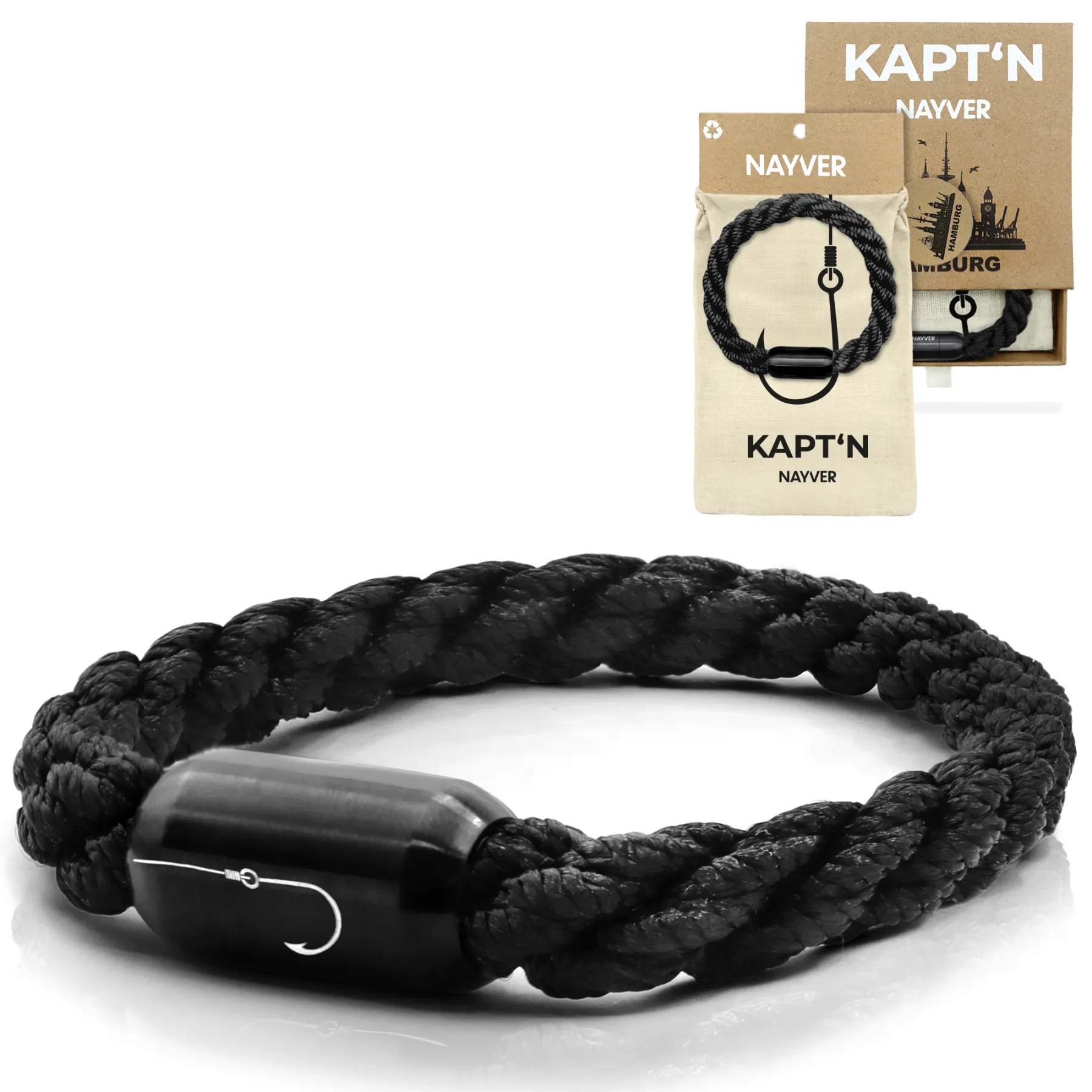 NAYVER KAPT´N Hook mit Geschenkbox Schwarz-Schwarz - 16cm